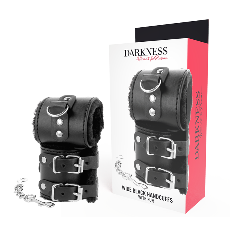 DARKNESS - SCHWARZE, VERSTELLBARE LEDERHANDSCHELLEN MIT FUTTER Bondage-Fessel diskret online kaufen