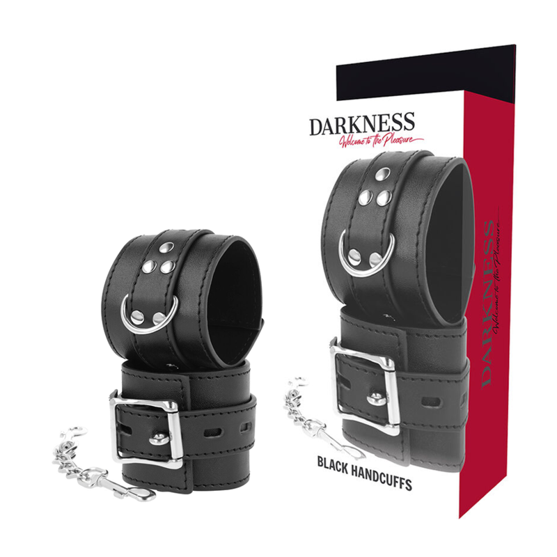 DARKNESS - HANDSCHELLEN AUS SCHWARZEM LEDER Bondage-Fessel diskret online kaufen