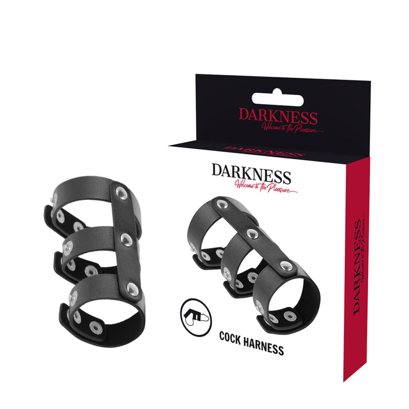 Darkness Verstellbarer Doppel-Penis- & Hodenring – Kunstleder, BDSM & Sexspielzeug BDSM-Zubehör diskret online kaufen