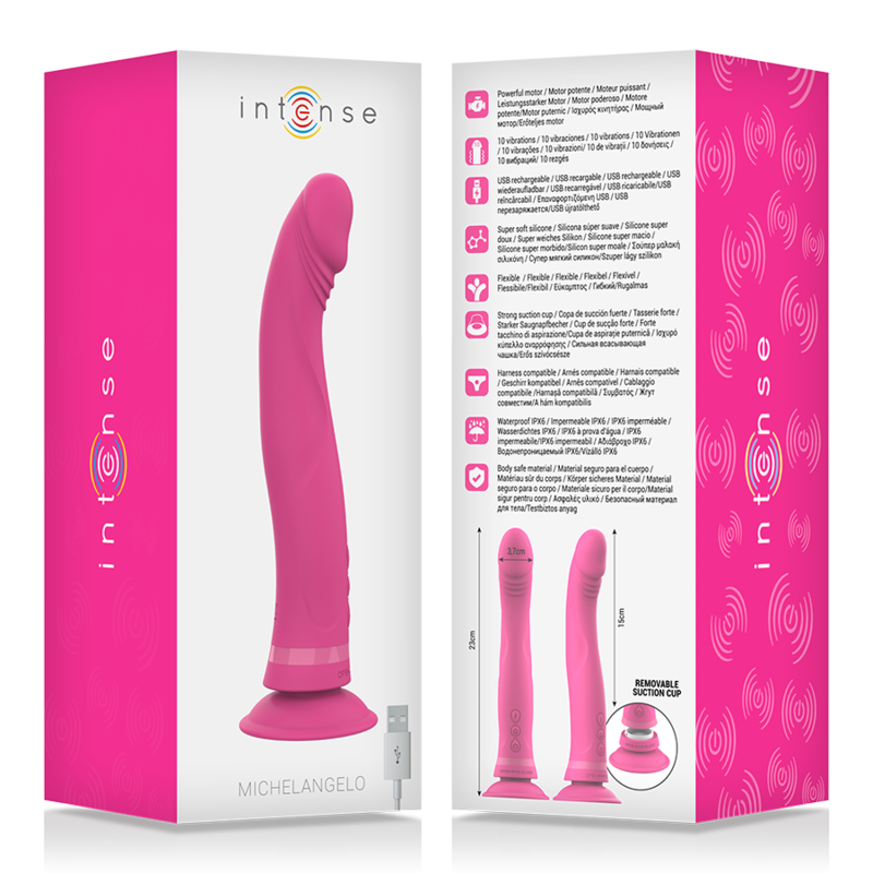 INTENSE - MICHELANGELO ROSA SILIKON-VIBRATOR-DILDO – Dildo Bild 11