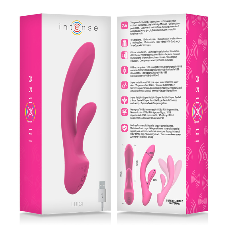 INTENSE Luigi Rabbit Vibrator – Rosa, G-Punkt & Klitoris, Flüssiges Silikon, 10 Vibrationsprogramme – Rabbit Vibrator Bild 14
