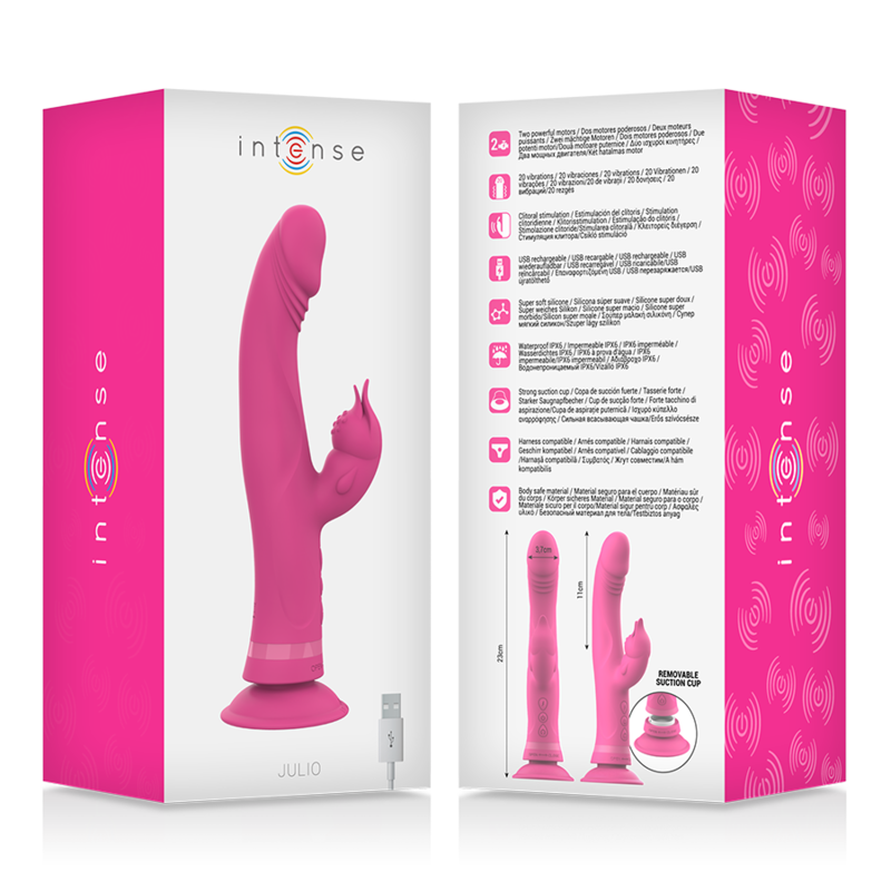 INTENSE Julio Rabbit Vibrator – Rosa, G-Punkt & Klitoris, Silikon, Mehrere Vibrationsmodi – Rabbit Vibrator Bild 14