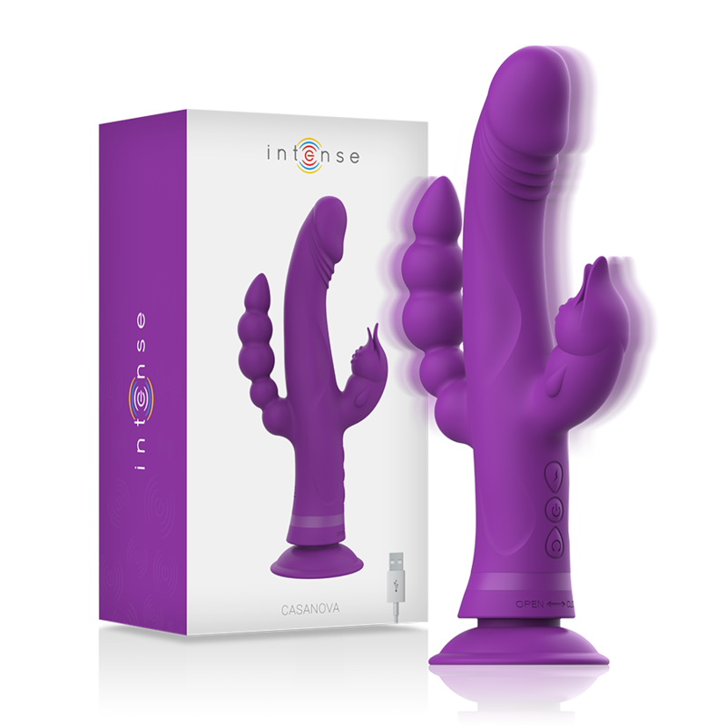 INTENSE Casanova Rabbit Vibrator – Lila, Dreifachmotor, 30 Vibrationsmodi, IPX8, Silikon Rabbit Vibrator diskret online kaufen