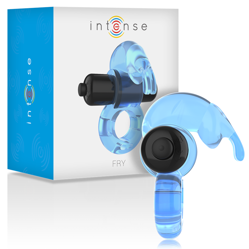 Intense Fry Rabbit Penisring Blau – Vibrierend, wasserdicht, Blutstaueffekt Penisring diskret online kaufen