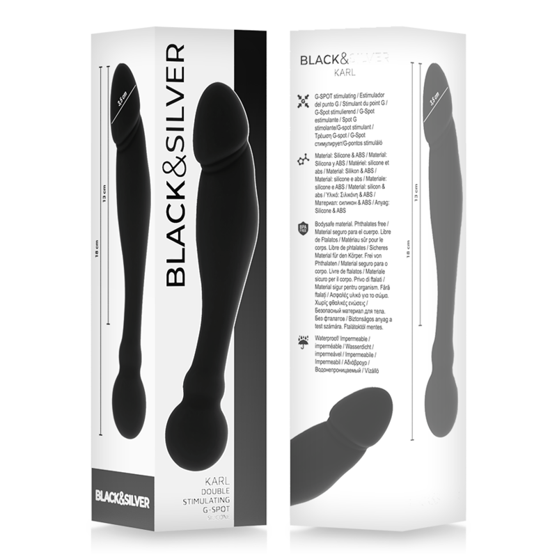 BLACK&SILVER - KARL G-PUNKT-STIMULIERENDER DILDO 18 CM bei Secret Pulse im Erotikshop