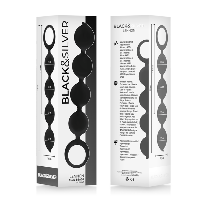 BLACK&SILVER - LENNON ANAL ROSENKRANZ 4 SILIKONKUGELN 15 CM bei Secret Pulse im Erotikshop