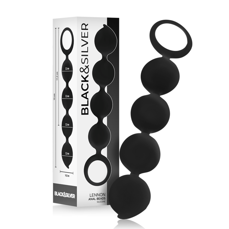 BLACK&SILVER - LENNON ANAL ROSENKRANZ 4 SILIKONKUGELN 15 CM Produktansicht und Details