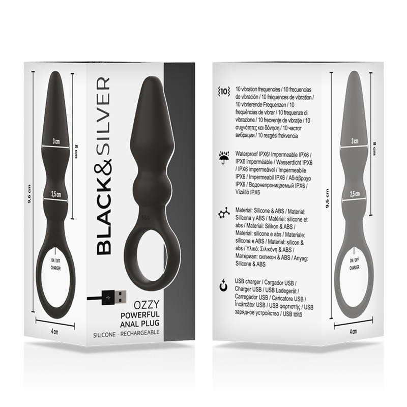 BLACK&SILVER - OZZY LEISTUNGSSTARKER SILIKON-ANALSPLUG bei Secret Pulse im Erotikshop