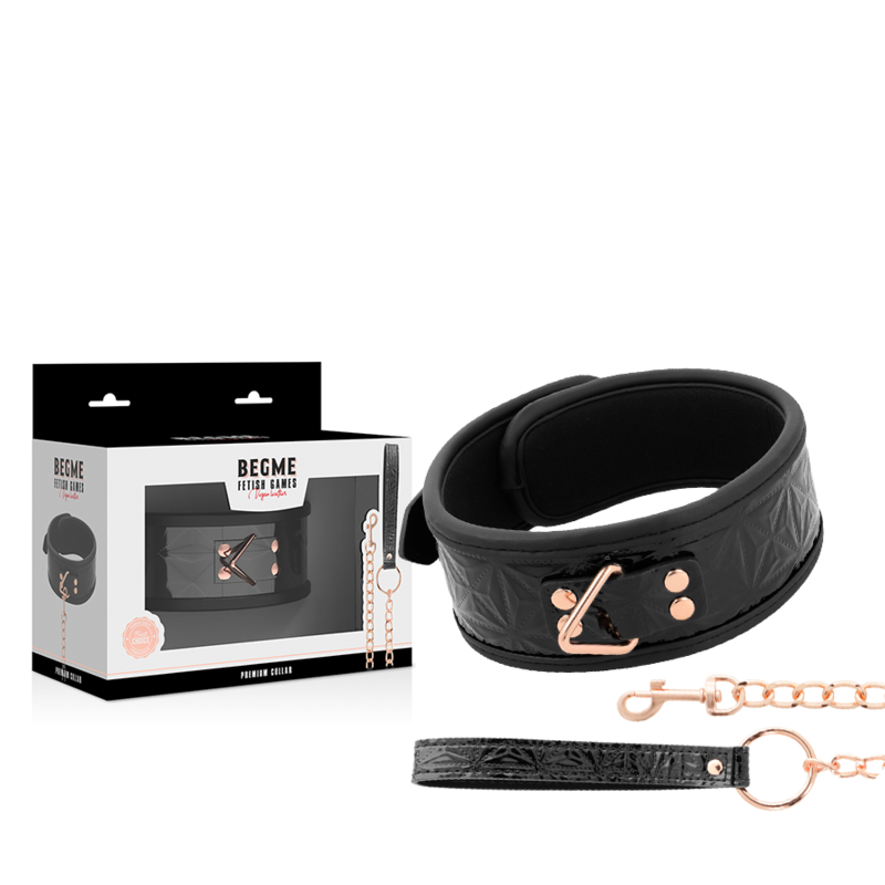 Begme Black Edition Premium Veganes Lederhalsband – Neoprenbezug & Bondage Produktansicht und Details