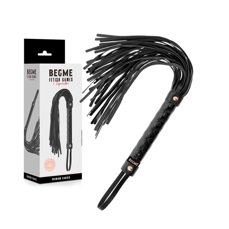 Begme Black Edition Veganer Leder Flogger – BDSM & Bondage Accessoire Produktansicht und Details