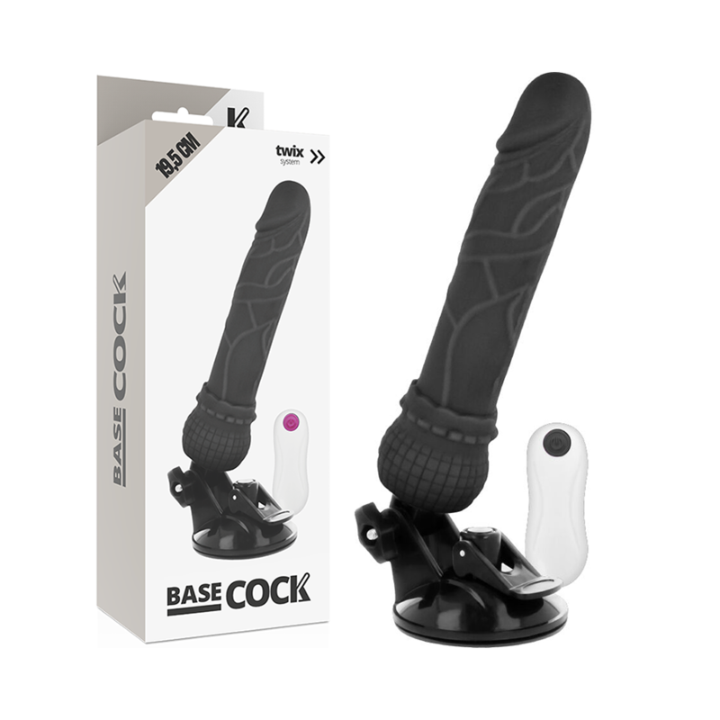 BASECOCK - REALISTISCHER VIBRATOR MIT FERNBEDIENUNG SCHWARZ 19.5 CM -O- 4 CM Vibrator diskret online kaufen