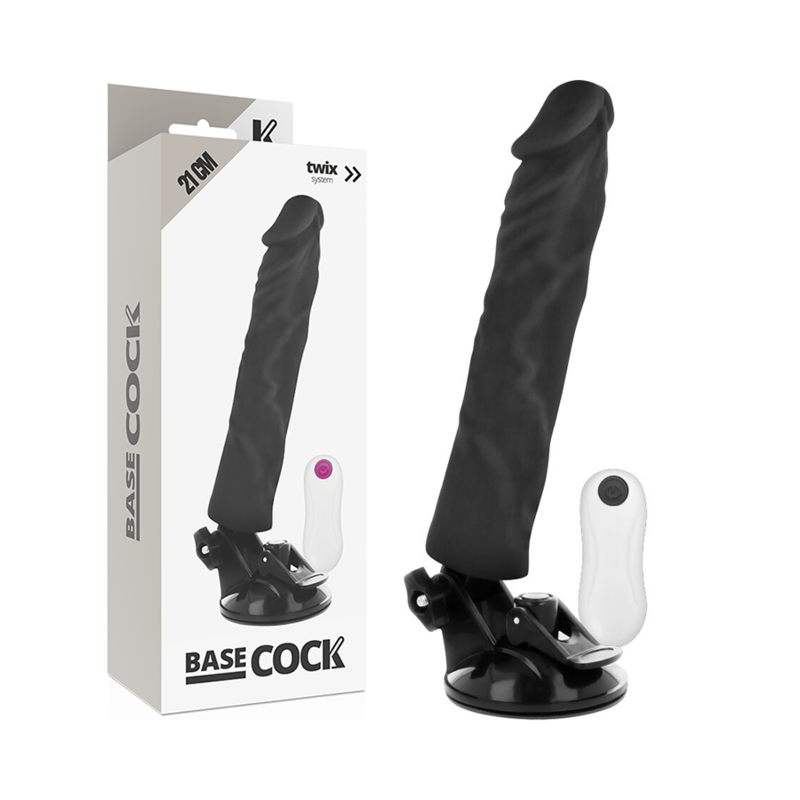 BASECOCK - REALISTISCHER VIBRATOR MIT FERNBEDIENUNG SCHWARZ 21 CM -O- 4 CM Vibrator diskret online kaufen