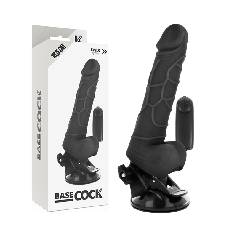 BASECOCK - REALISTISCHER VIBRATOR MIT FERNBEDIENUNG SCHWARZ 18.5 CM -O- 4CM Vibrator diskret online kaufen