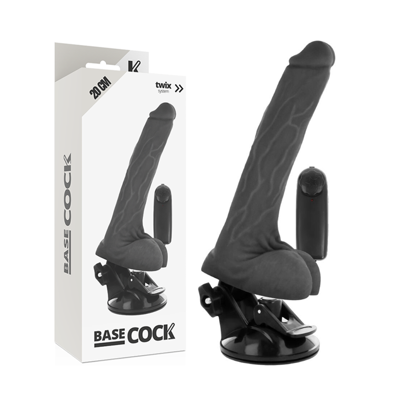 BASECOCK - REALISTISCHER VIBRATOR MIT FERNBEDIENUNG SCHWARZ MIT HODEN 20 CM -O- 4 CM Vibrator diskret online kaufen