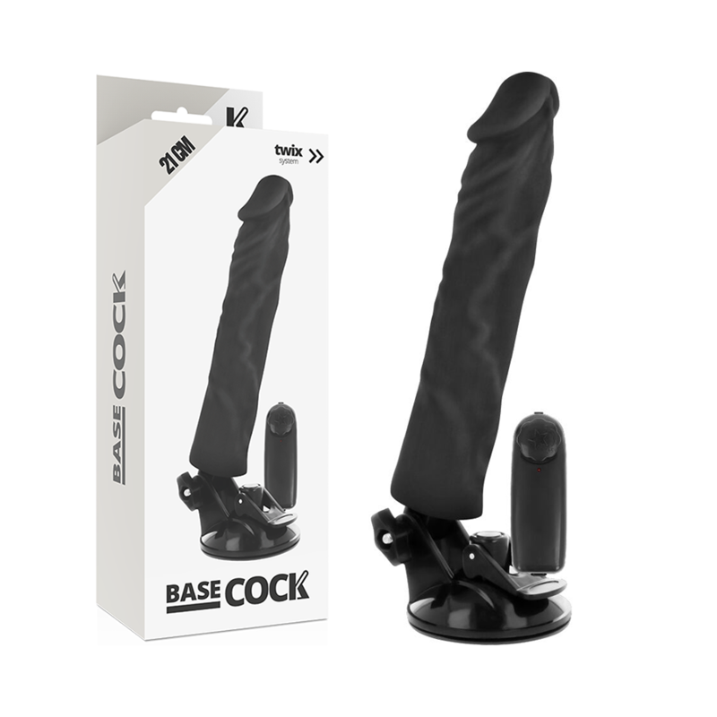 BASECOCK - REALISTISCHER VIBRATOR MIT FERNBEDIENUNG SCHWARZ 21 CM -O- 4 CM Vibrator diskret online kaufen