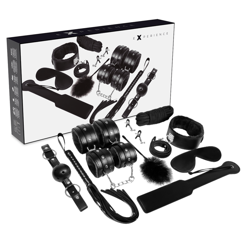 EXPERIENCE BDSM-Fetisch-Kit | Schwarze Serie | 11-teiliges Bondage-Set
