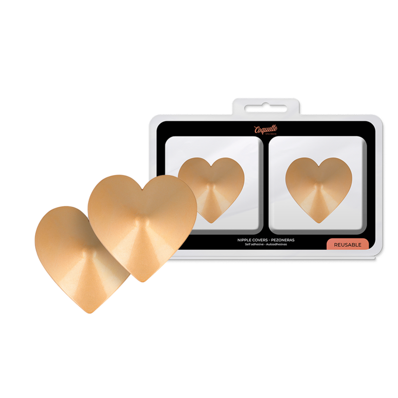 Coquette Chic Desire Nippelabdeckungen Goldene Herzen – Metall & Wiederverwendbar – Brust-Accessoire Bild 1