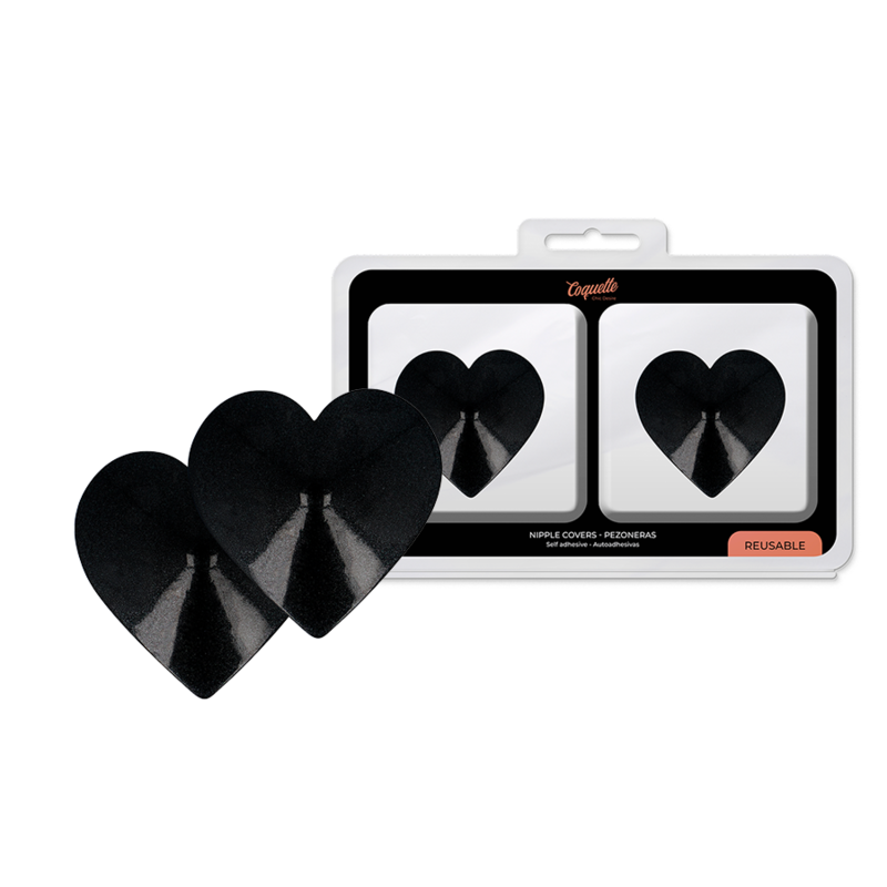 Coquette Chic Desire Nippelabdeckungen Schwarze Herzen – Wiederverwendbar – Brust-Accessoire Bild 1