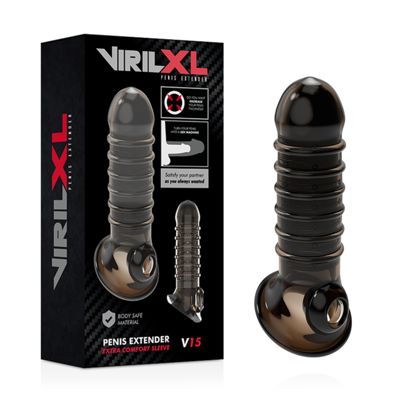 VIRILXL - PENISVERLÄNGERUNG UND HÜLLE V15 SCHWARZ – Penis-Extender Bild 2