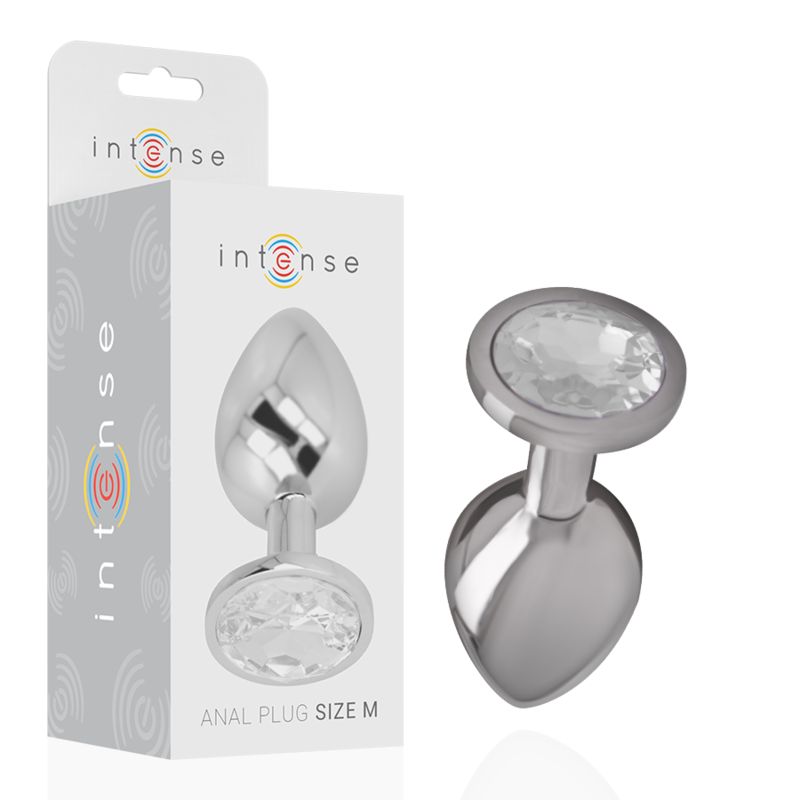 INTENSE - ALUMINIUM-METALL-ANALSPLUG MIT SILBERNEM KRISTALL, GRÖSSE M – Analplug Bild 2