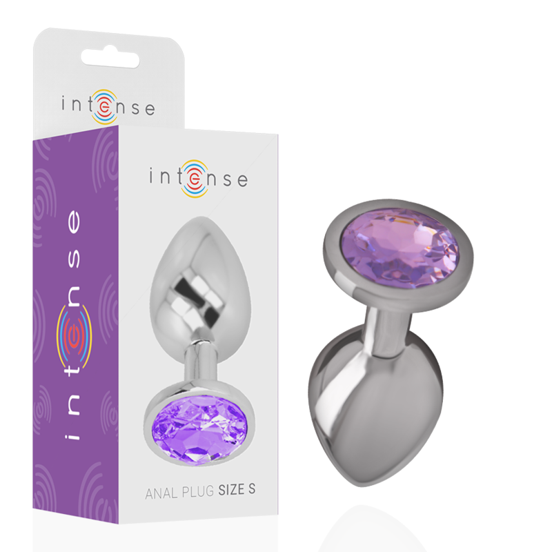 INTENSE - ANALPLUG AUS ALUMINIUMMETALL MIT VIOLETTEM KRISTALL, GRÖSSE L – Analplug Bild 1
