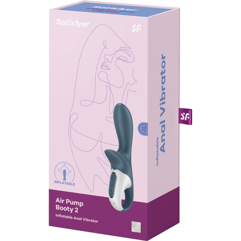 SATISFYER Luftpumpe Booty 2 – Aufblasbarer Anal- & Prostata-Vibrator, Dunkelgrau