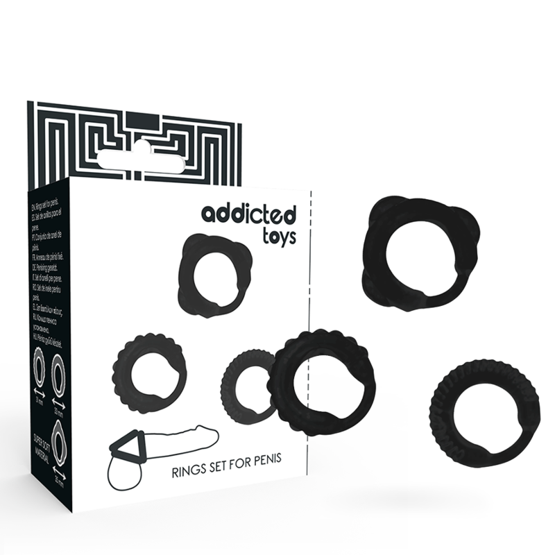 ADDICTED TOYS - C-RING-SET SCHWARZ Sextoy-Set Produktansicht