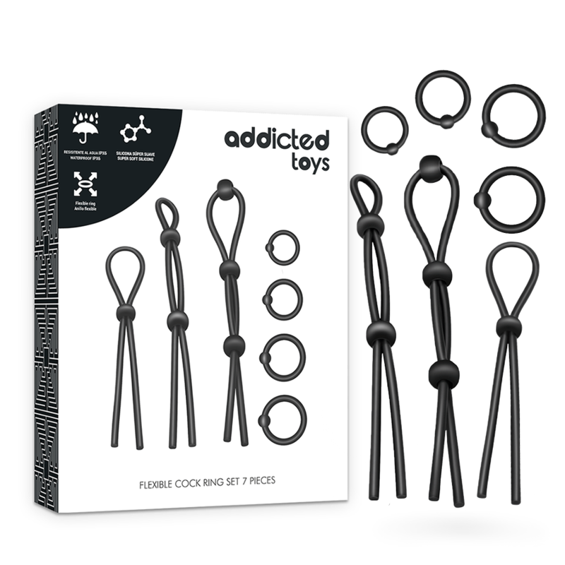 ADDICTED TOYS - FLEXIBLES SILIKON-COCKRING-SET 7-TEILIG Sextoy-Set Produktansicht