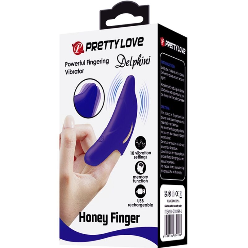 PRETTY LOVE - DELPHINI LEISTUNGSSTARKER DUNKELBLAUER FINGERSTIMULATOR – Fingervibrator Bild 19