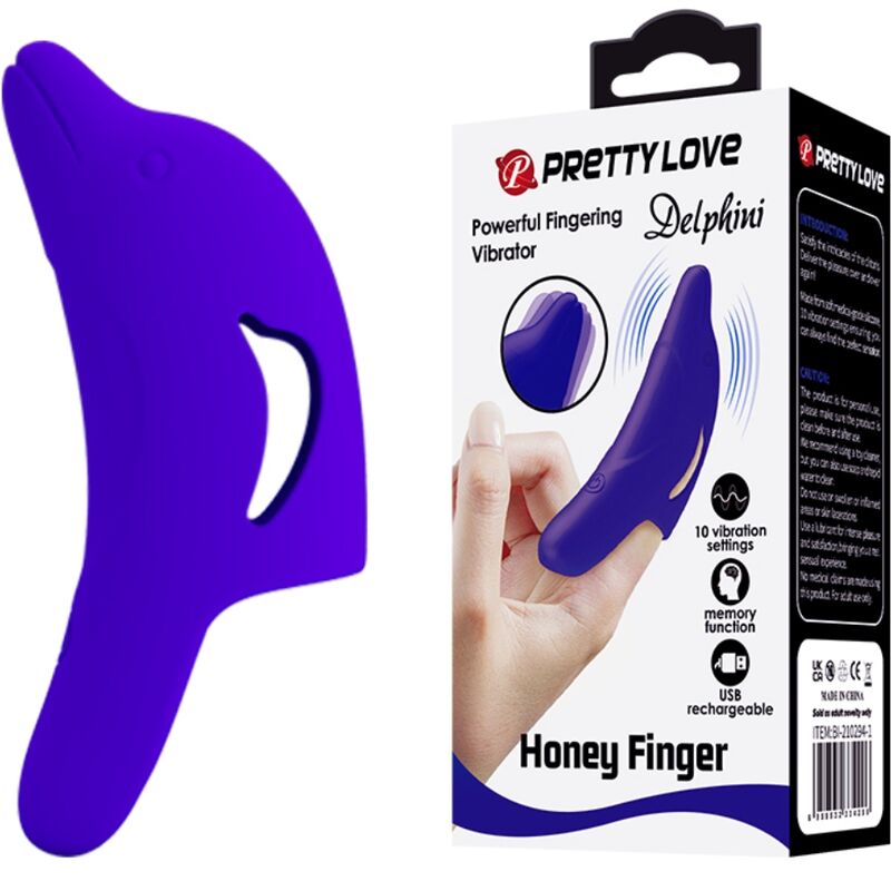 PRETTY LOVE - DELPHINI LEISTUNGSSTARKER DUNKELBLAUER FINGERSTIMULATOR – Fingervibrator Bild 1