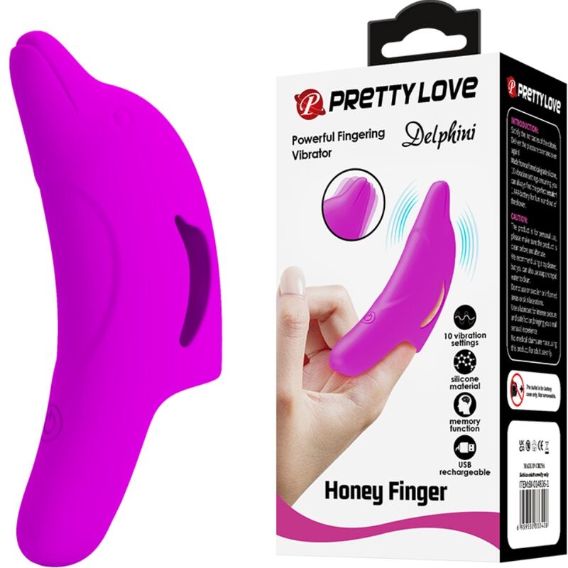 PRETTY LOVE - DELPHINI LEISTUNGSSTARKER LILA FINGERSTIMULATOR – Fingervibrator Bild 1