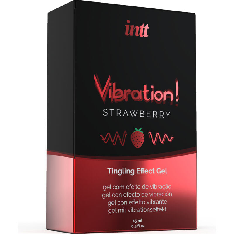 INTT - KRAFTVOLLES INTIMSTIMULIERENDES FLÜSSIGES VIBRATIONSGEL ERDBEERE 15 ML für Komfort und sinnliche Anwendung