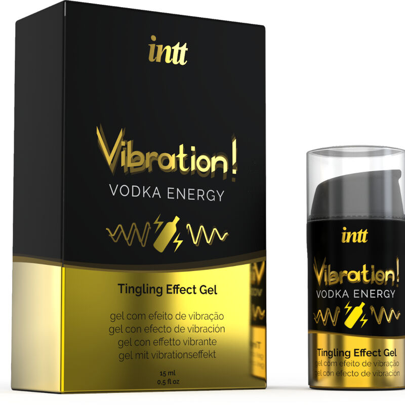 INTT - KRAFTVOLLES INTIMSTIMULIERENDES FLÜSSIGES VIBRATIONSGEL VODKA 15ML Produktverpackung und Details