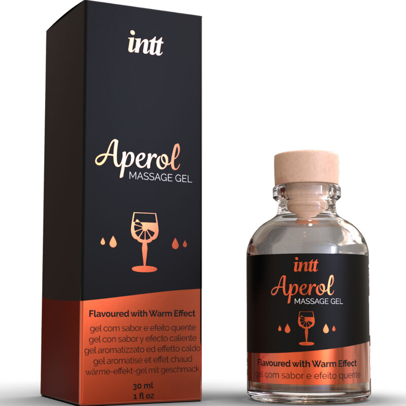 INTT MASSAGE & ORAL SEX - APEROL MASSAGEGEL INTENSIVE WÄRMEEFFEKT Produktverpackung und Details