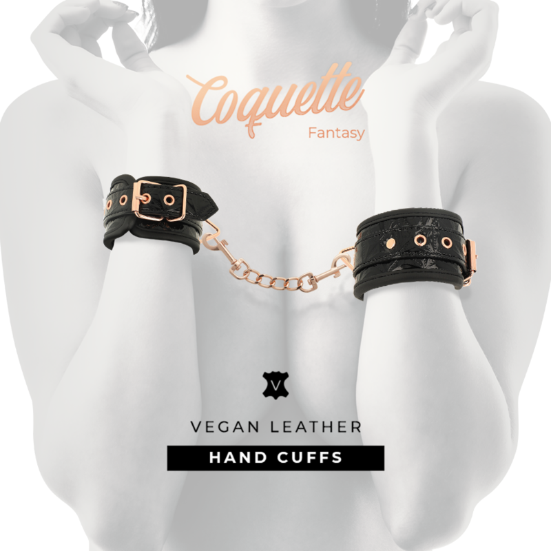 Coquette Chic Desire Black Edition – Vegane Lederhandschellen mit Neoprenfutter – Bondage-Fessel Bild 4