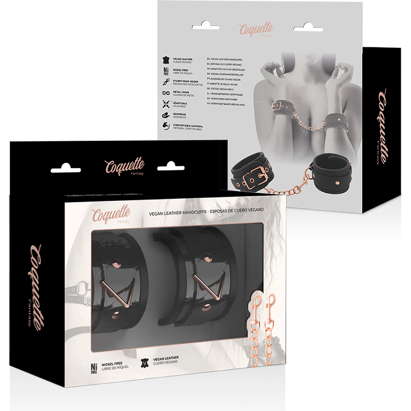 Coquette Chic Desire Black Edition – Vegane Lederhandschellen mit Neoprenfutter – Bondage-Fessel Bild 15