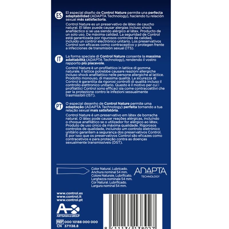 CONTROL - ADAPTA NATURE KONDOME 6 EINHEITEN für Schutz und angenehmes Gefühl