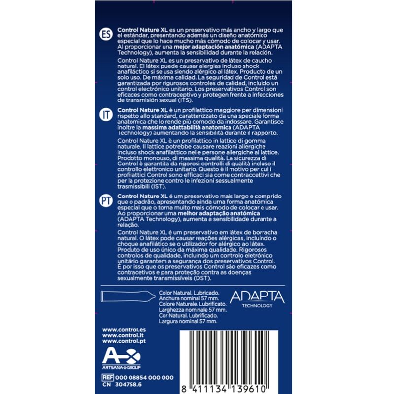 CONTROL - ADAPTA NATURE XL CONDOMS 12 UNITS für Schutz und angenehmes Gefühl