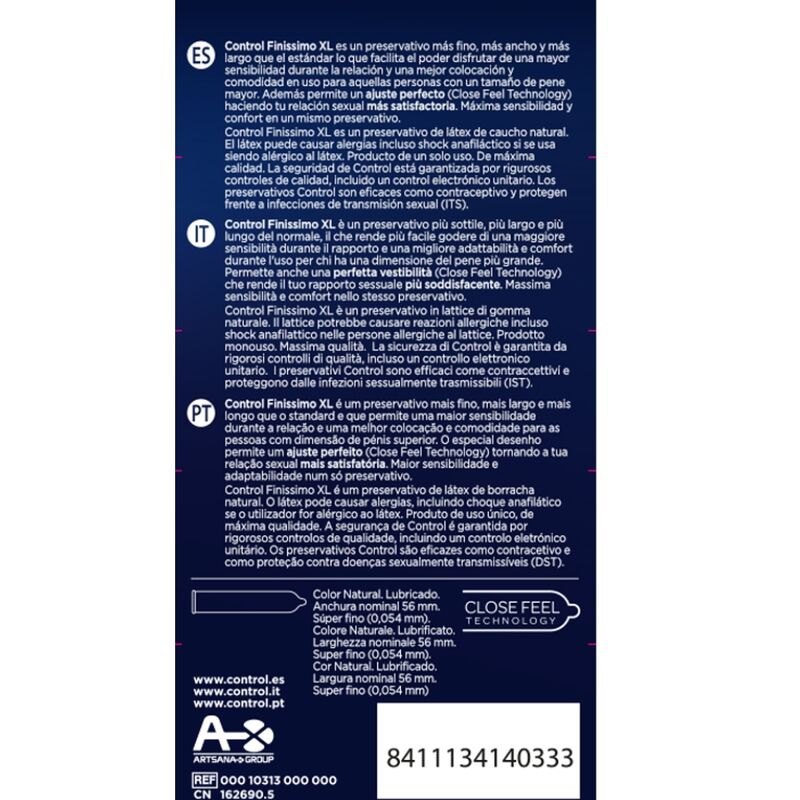 CONTROL - FINISSIMO XL KONDOME 12 EINHEITEN für Schutz und angenehmes Gefühl
