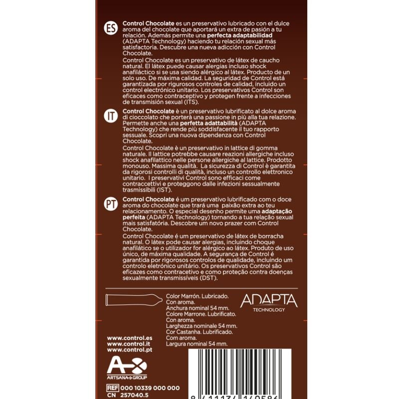 CONTROL - ADAPTA CHOCOLATE CONDOMS 12 UNITS für Schutz und angenehmes Gefühl