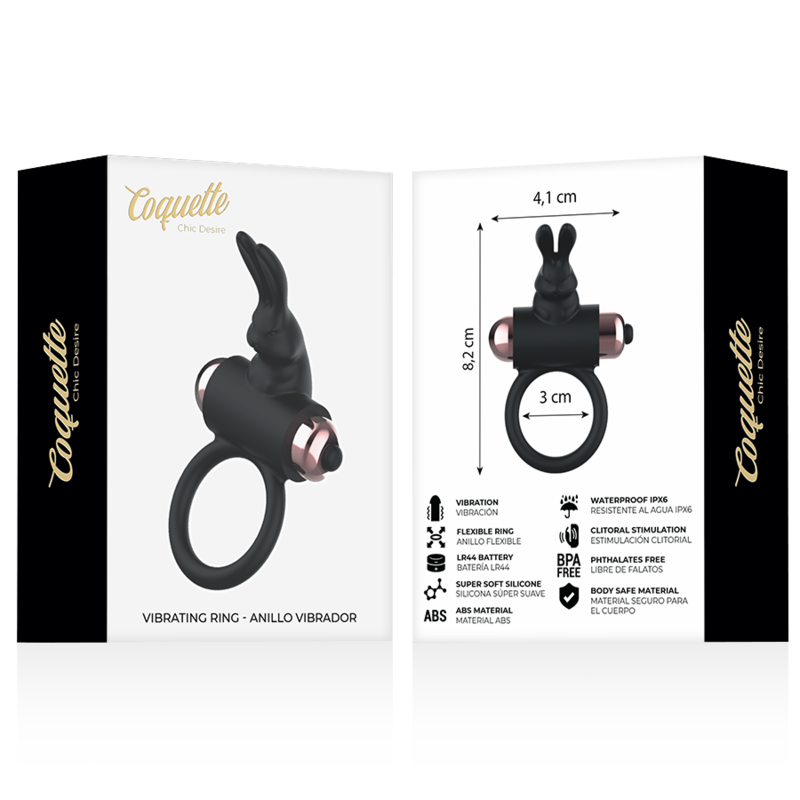 COQUETTE CHIC DESIRE - COCKRING MIT VIBRATOR SCHWARZ/ GOLD für sinnliche und diskrete Momente