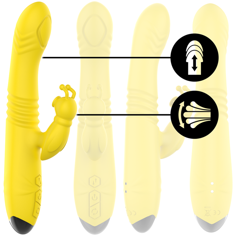 Intense Toky Multifunktionsvibrator – Up & Down, Klitorisstimulator, 8 Pulsations- & Leckmodi, gelb Klitorisstimulator Produktansicht und Details