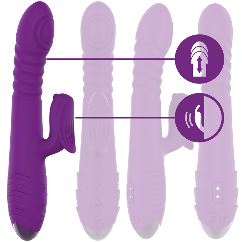 Intense Iggy Multifunktionsvibrator – Up & Down, Klitorisstimulator, USB, lila Produktansicht und Details