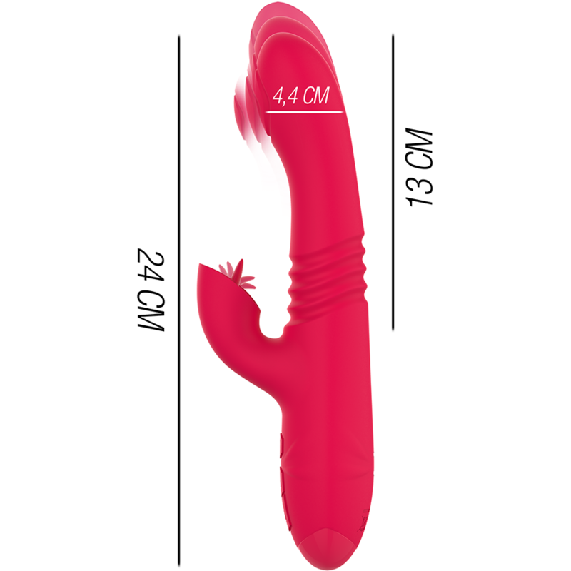 INTENSE - DUA MULTIFUNKTIONS-WIEDERAUFLADBARER AUF- UND AB-VIBRATOR MIT ROTER ZUNGE für sinnliche Momente allein oder zu zweit