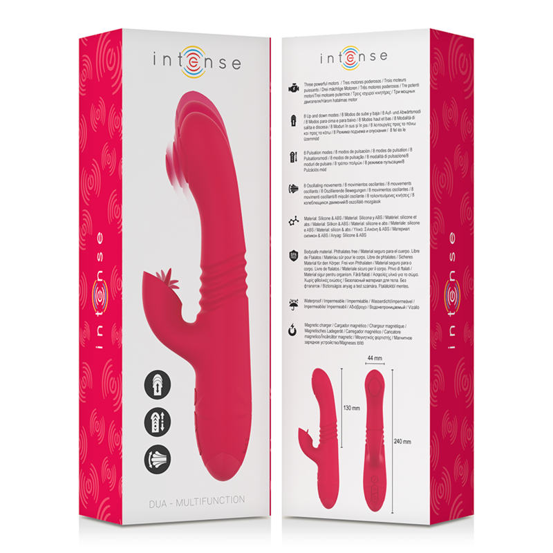 INTENSE - DUA MULTIFUNKTIONS-WIEDERAUFLADBARER AUF- UND AB-VIBRATOR MIT ROTER ZUNGE hochwertiges Sextoy bei Secret Pulse