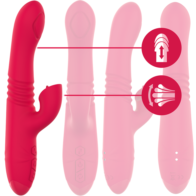 INTENSE - DUA MULTIFUNKTIONS-WIEDERAUFLADBARER AUF- UND AB-VIBRATOR MIT ROTER ZUNGE Produktansicht und Details