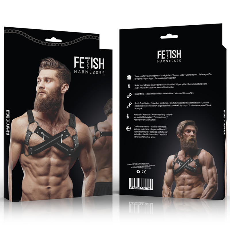 FETISH SUBMISSIVE ATTITUDE - VERSTELLBARER NEOPREN-BRUSTGURT MIT CROSS-OVER-BULLDOG-REISSVERSCHLUSS FÜR MNNER – BDSM-Zubehör Bild 2