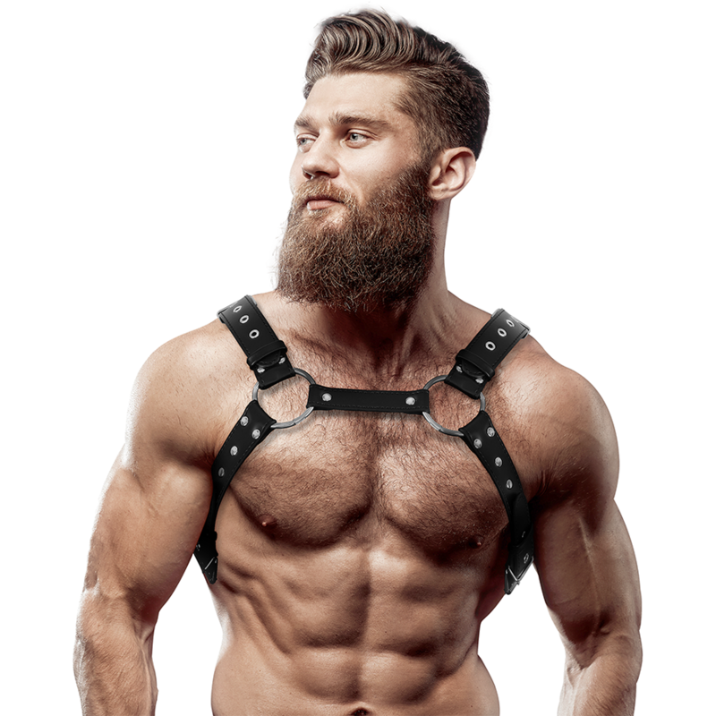 FETISH SUBMISSIVE ATTITUDE - BRUSTHARNESS AUS ÖKOLEDER FÜR HERREN MIT NIETEN – BDSM-Zubehör Bild 1
