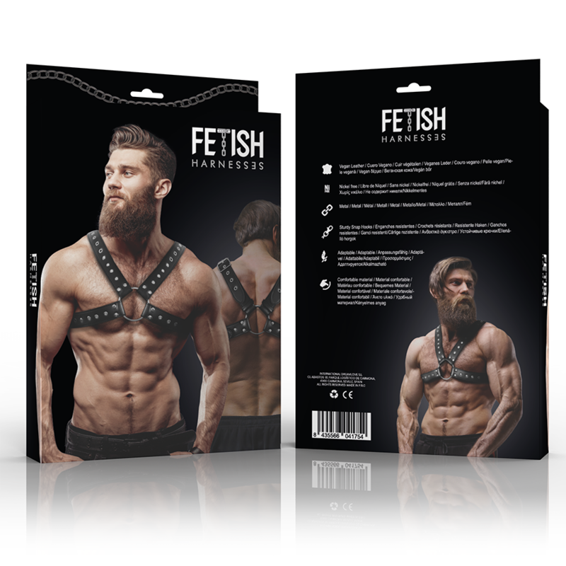 FETISH SUBMISSIVE ATTITUDE - BRUSTHARNESS AUS ÖKOLEDER MIT NIETEN FÜR HERREN – BDSM-Zubehör Bild 2