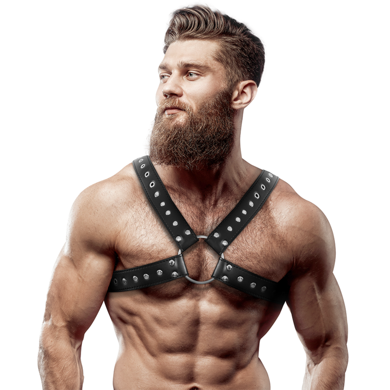 FETISH SUBMISSIVE ATTITUDE - BRUSTHARNESS AUS ÖKOLEDER MIT NIETEN FÜR HERREN – BDSM-Zubehör Bild 1